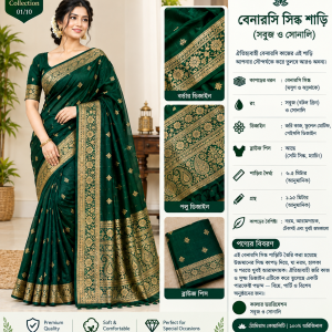 emerald gold banarasi saree showcase